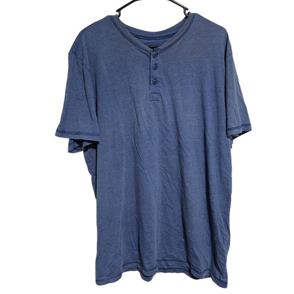 Blue Henley T-Shirt Mens Size XLT Cotton Blend Lightweight Casual Short Sleeve - Picture 1 of 4
